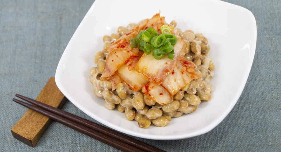 natto with kimuchi