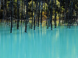 blue pond in hokkaido